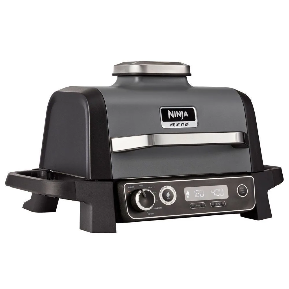 20250204171504_7d7e921f Ninja Woodfire Επιτραπέζια Ηλεκτρική Ψησταριά Αυλακωτής Πλάκας 2400W με Καπάκι και Ρυθμιζόμενο Θερμοστάτη 37x28εκ. OG701EU - Image 1