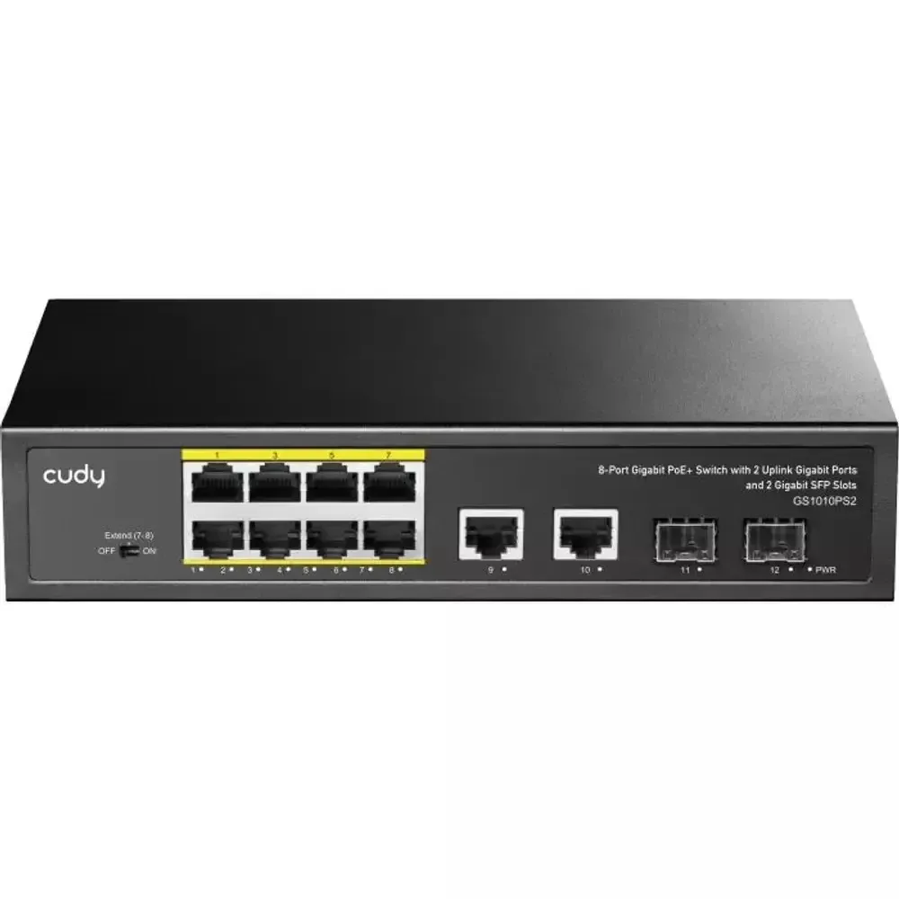 Cudy GS1010PS2 Unmanaged L2 PoE+ Switch με 8 Θύρες Gigabit (1Gbps) Ethernet και 2 SFP Θύρες - Image 1