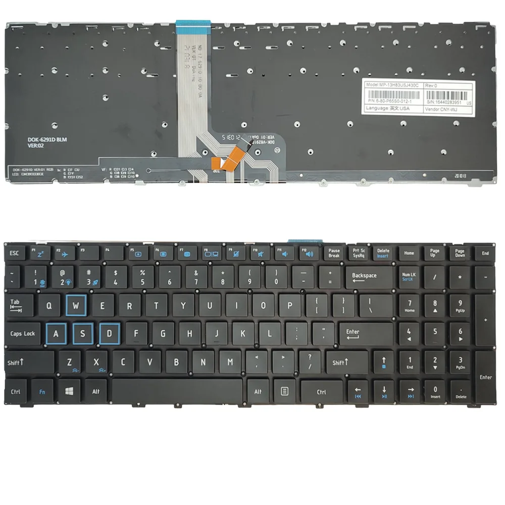 Πληκτρολόγιο Laptop Keyboard Thunderobot 911 911m-m2 911-t1 Targa T6a T6b T6c 911 6-80-p65s0-012-1 Mp-13h83usj430c 16440283416 Us Layout Black Oem Κωδ.40810usnofrbl - Image 1