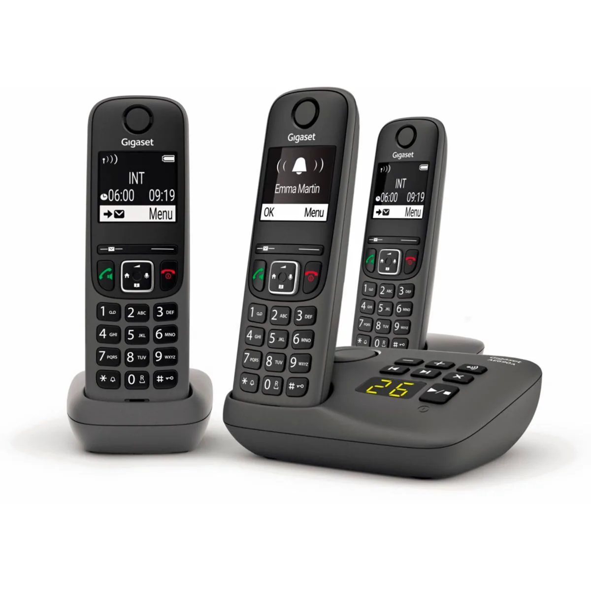 Gigaset AE690A Ασύρματο Τηλέφωνο Trio με Ελληνικό Μενού Γκρι - Image 1