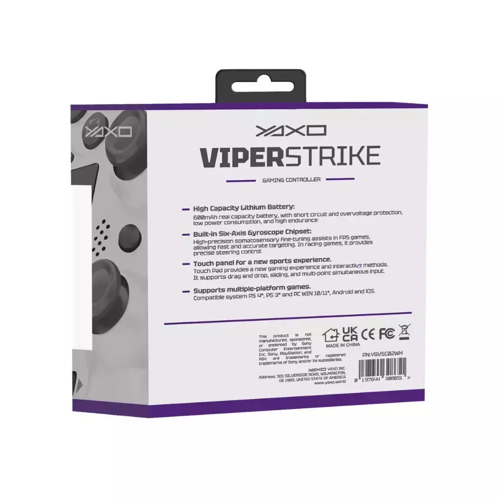 20250213160716_962144b1 Yaxo Viper Strike Ασύρματο Gamepad για Android / PC / PS3 / PS4 / iOS Λευκό - Image 1