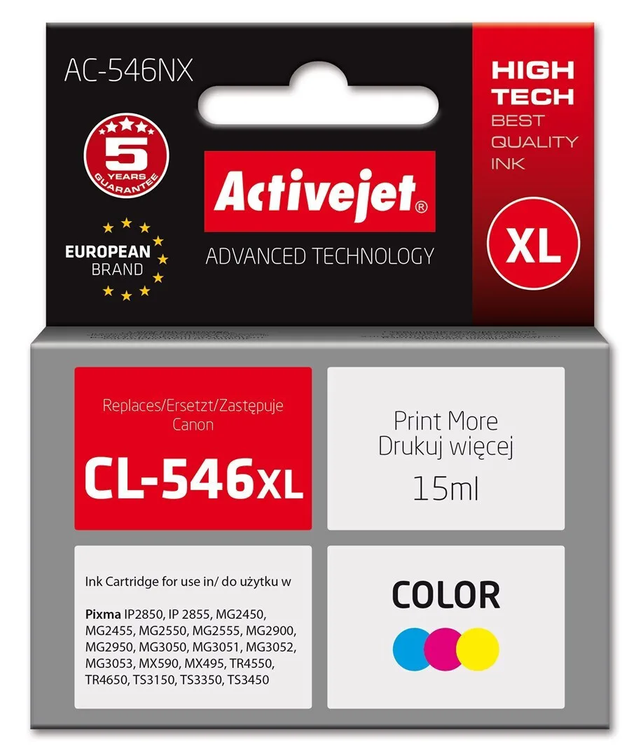 Active Jet Συμβατό Μελάνι Εκτυπωτή InkJet Canon CL-546XL 15ml Κυανό 1τμχ AC-546NX - Image 1