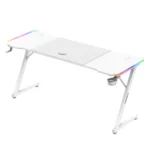Biurko Huzaro Biurko Gamingowe Huzaro Hero 2.5 Rgb Led Pilot White Carbon 120 Cm X 60 Cm