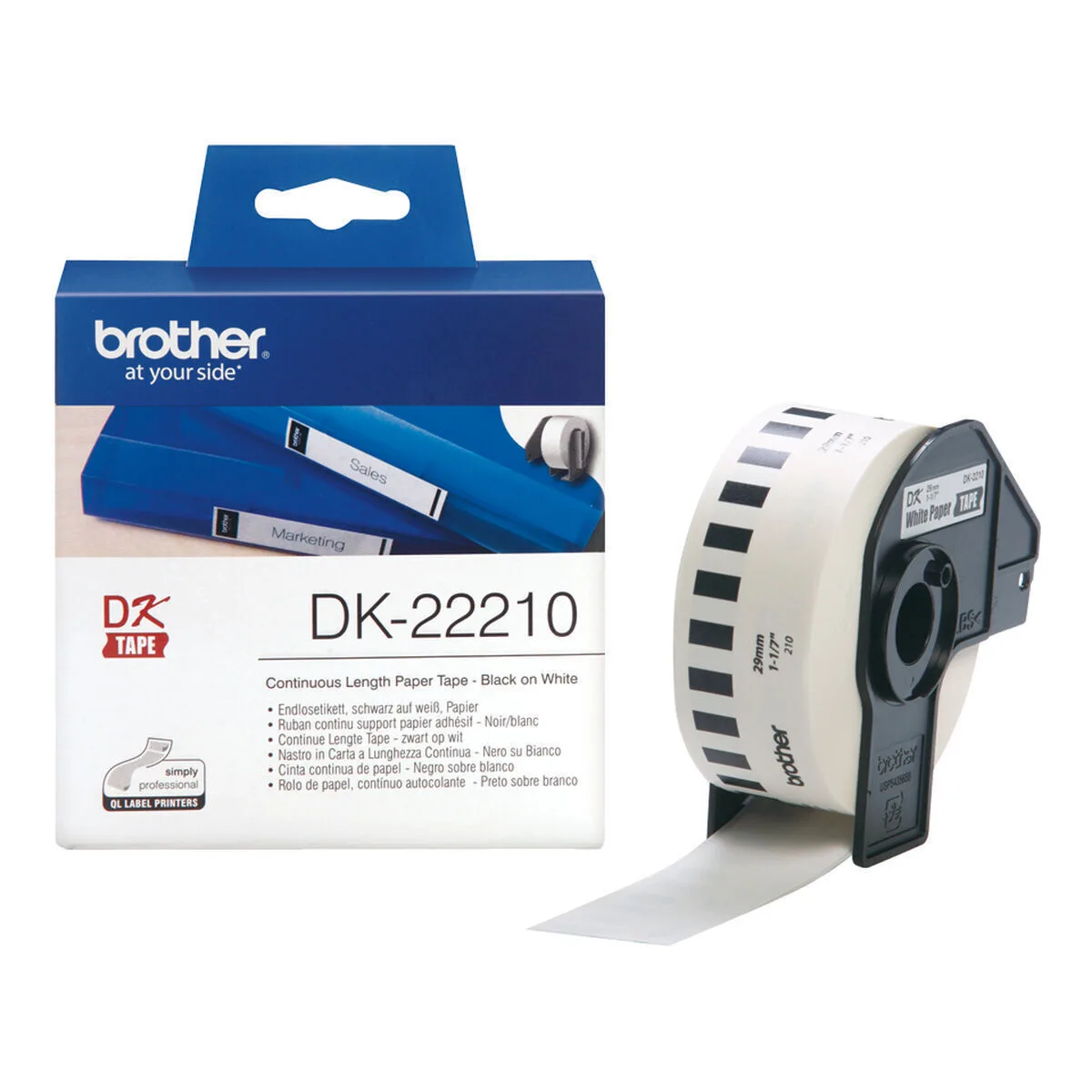 Brother Ταινία Ετικετογράφου 30.5m x 29mm σε Λευκό Χρώμα DK-22210 - Image 1