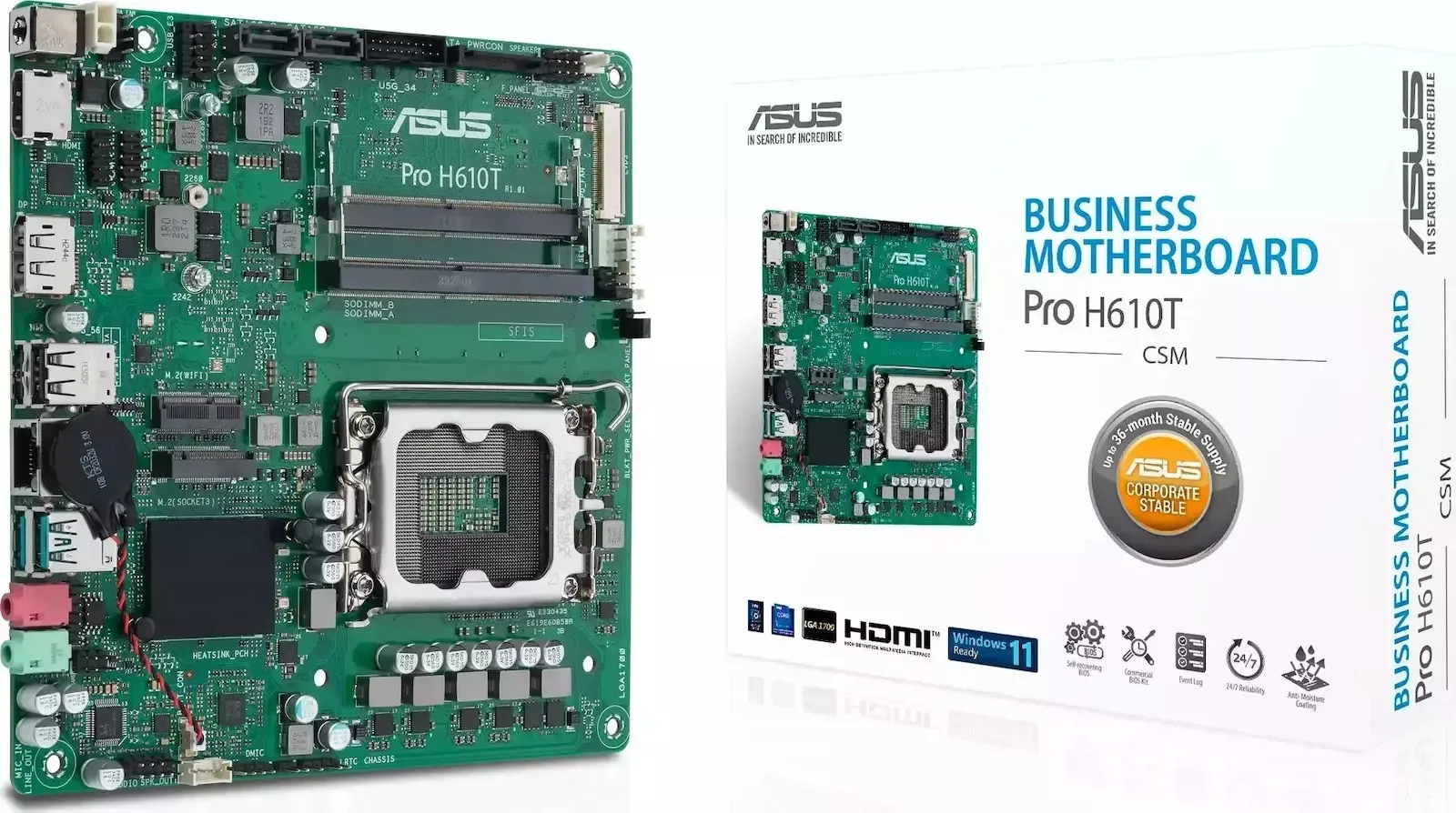 Asus Pro H610T-CSM Motherboard Mini ITX με Intel 1700 Socket 90MB1G60-M0EAYC - Image 1
