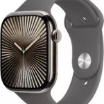 Apple Watch Series 10 Cellular Titanium 42mm Αδιάβροχο με eSIM και Παλμογράφο (Natural Titanium Case With Stone Grey Sport Band)