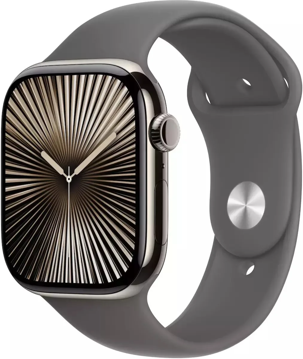 Apple Watch Series 10 Cellular Titanium 42mm Αδιάβροχο με eSIM και Παλμογράφο (Natural Titanium Case With Stone Grey Sport Band) - Image 1
