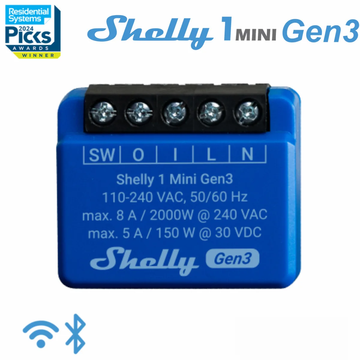 20250227164744_shelly_1_mini_gen_3_smart_endiamesos_diakoptis_wi_fi_se_mple_chroma Shelly 1 Mini Gen 3 Smart Switch 1 Καναλιού Wi-Fi & Bluetooth 8A - Image 1