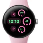 Google Pixel Watch 3 Aluminium 41mm Αδιάβροχο με Παλμογράφο (Polished Silver Aluminum Case / Rose Quartz Active Band)