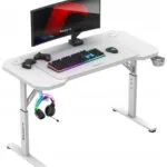 Γραφείο Gaming Hero Ξύλινο White με Μεταλλικά Πόδια & Ρυθμιζόμενο Ύψος 120x60x56εκ.
