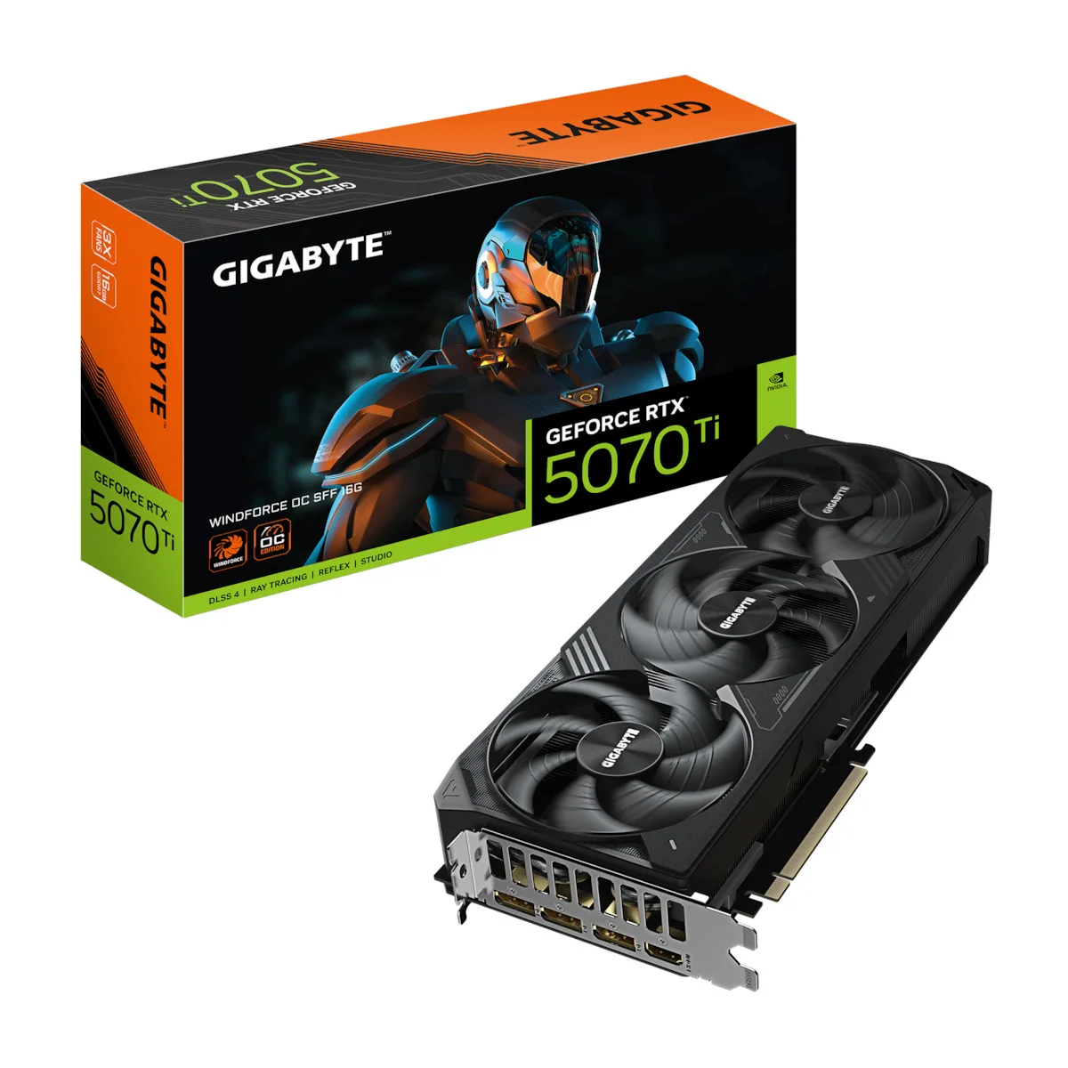 Gigabyte GeForce RTX 5070 Ti 16GB GDDR7 Windforce OC SFF Κάρτα Γραφικών GV-N507TWF3OC-16GD - Image 1