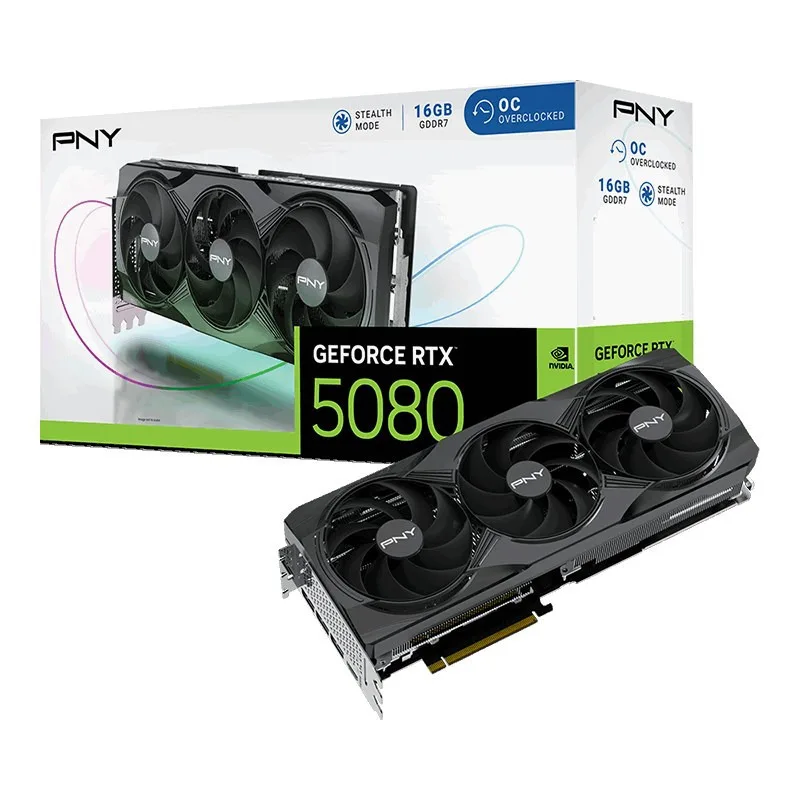 PNY GeForce RTX 5080 16GB GDDR7 Overclocked Triple Fan Κάρτα Γραφικών VCG508016TFXPB1-O - Image 1