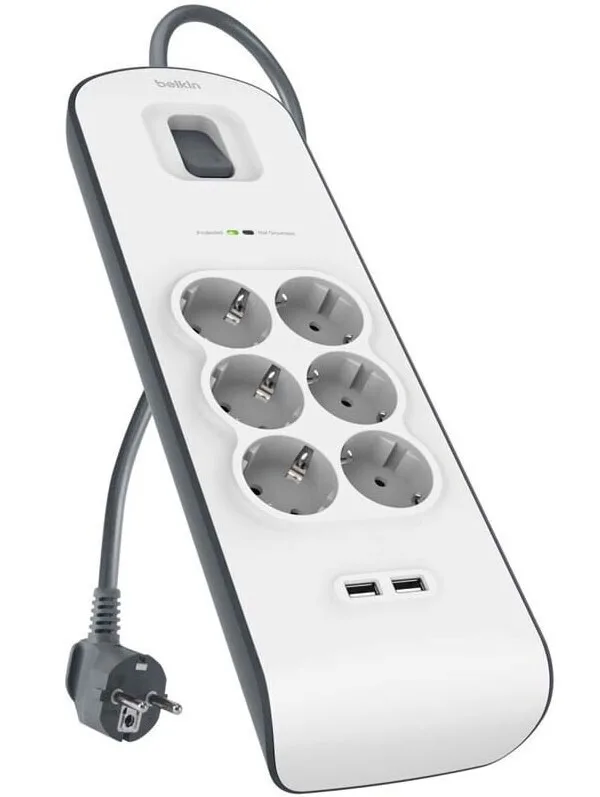 Belkin Πολύπριζο Aσφαλείας 6 Θέσεων με Καλώδιο 2m BSV604vf2M-V2 - Image 1