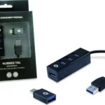 Conceptronic USB 3.0 Hub 4 Θυρών με σύνδεση USB-A / USB-C (HUBBIES04B)