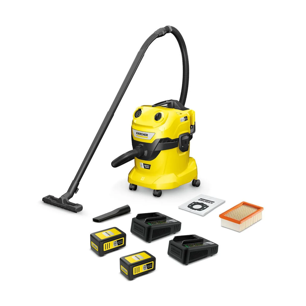 Karcher WD 4-18 Dual Επαναφορτιζόμενη Σκούπα Υγρών / Στερεών με Πλαστικό Κάδο 20lt - Image 1