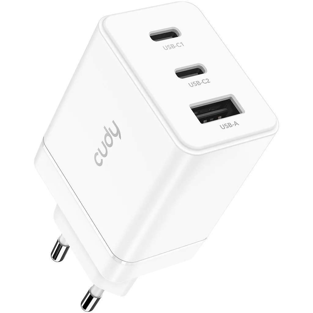 Cudy Φορτιστής Χωρίς Καλώδιο με Θύρα USB-A και 2 Θύρες USB-C 67W Power Delivery / Quick Charge 3.0 Λευκός (CH67) - Image 1
