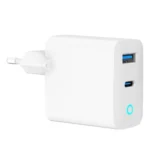 Gembird Φορτιστής Χωρίς Καλώδιο GaN με Θύρα USB-A και Θύρα USB-C 65W Power Delivery / Quick Charge 3.0 Λευκός (TA-UC-PDQC65L-W-01)