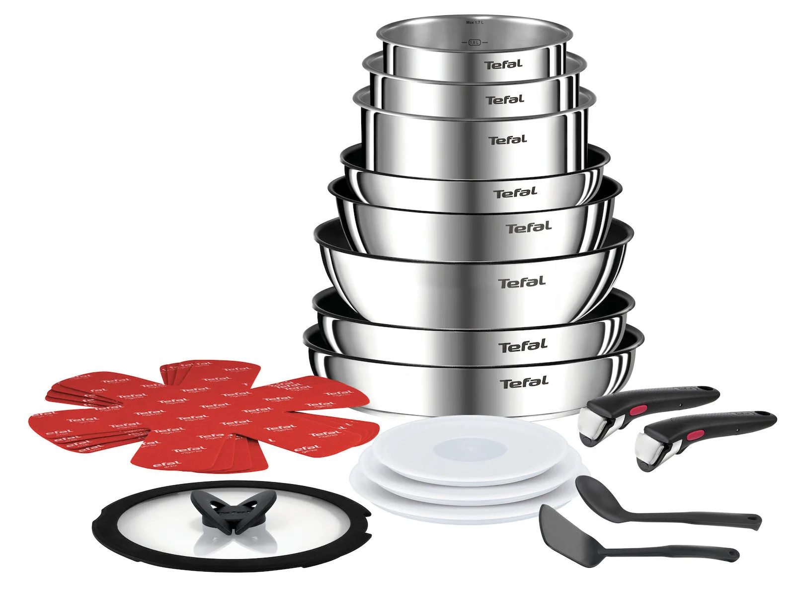 Tefal Ingenio Emotion Σετ Μαγειρικά Σκεύη από Ανοξείδωτο Ατσάλι Silver με Αντικολλητική Επίστρωση L897SJ04 20τμχ - Image 1