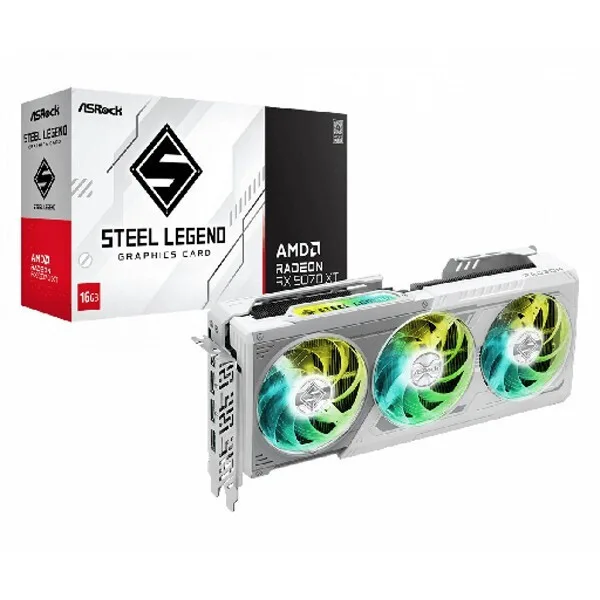 ASRock Radeon RX 9070 XT 16GB GDDR6 Steel Legend Κάρτα Γραφικών 90-GA5DZZ-00UANF - Image 1
