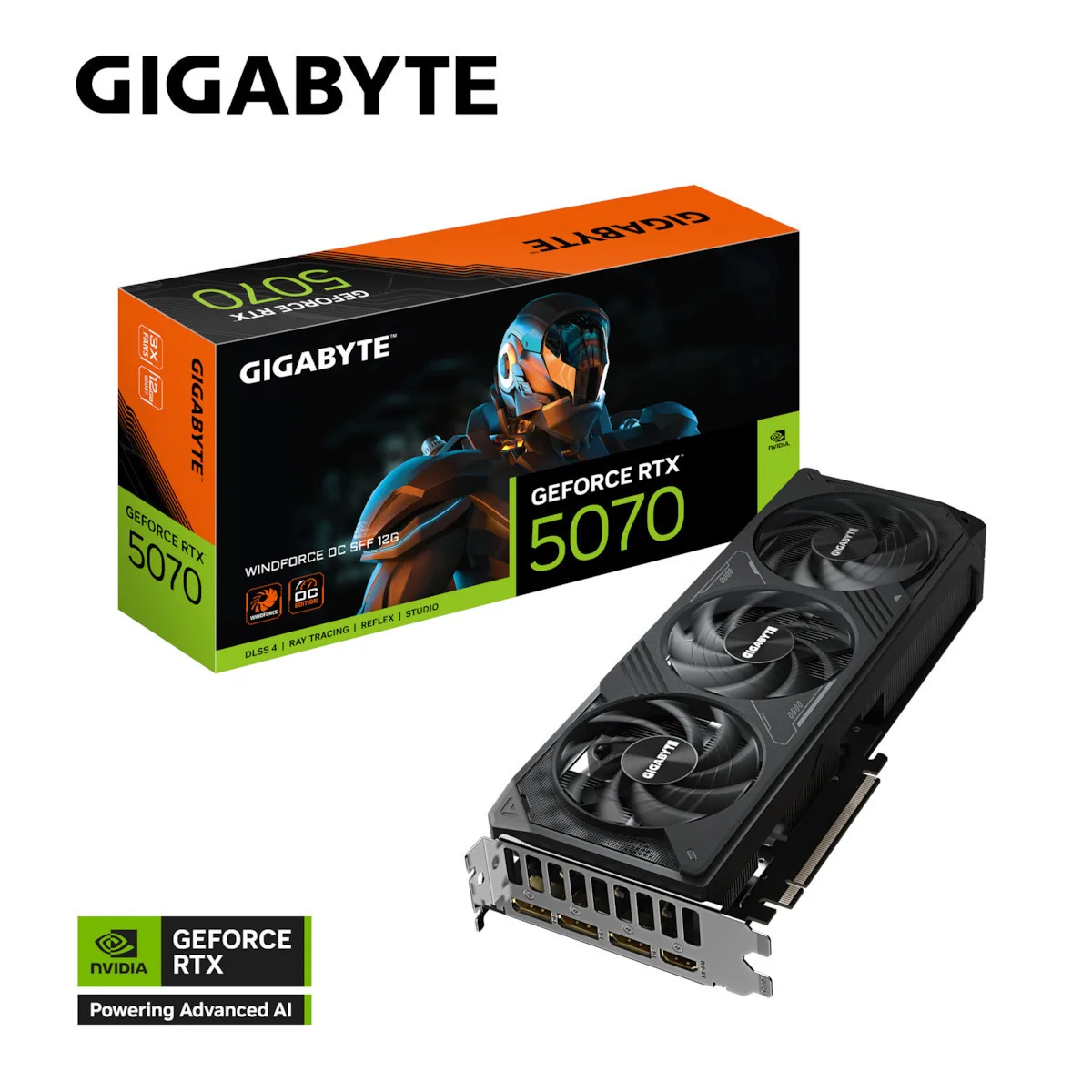 Gigabyte GeForce RTX 5070 12GB GDDR7 Windforce OC SFF Κάρτα Γραφικών GV-N5070WF3OC-12GD - Image 1