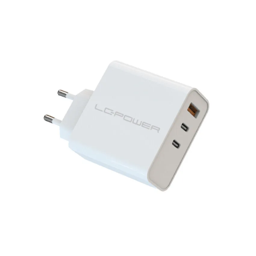 LC-Power Φορτιστής Χωρίς Καλώδιο GaN με Θύρα USB-A και 2 Θύρες USB-C 65W Power Delivery Λευκός - Image 1