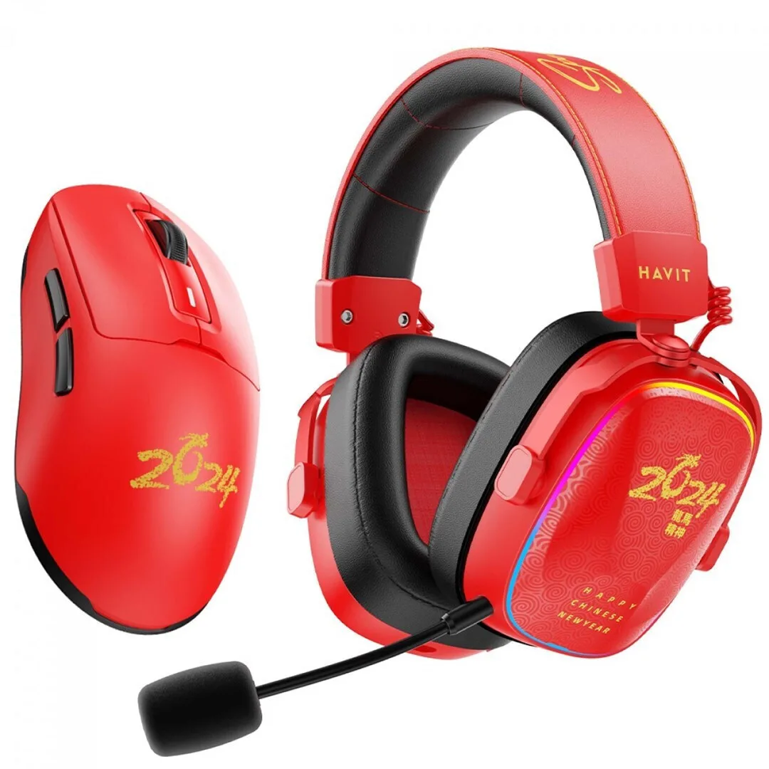 Havit H2039BG Limited Edition Over Ear Gaming Headset με σύνδεση 3.5mm Κόκκινο - Image 1