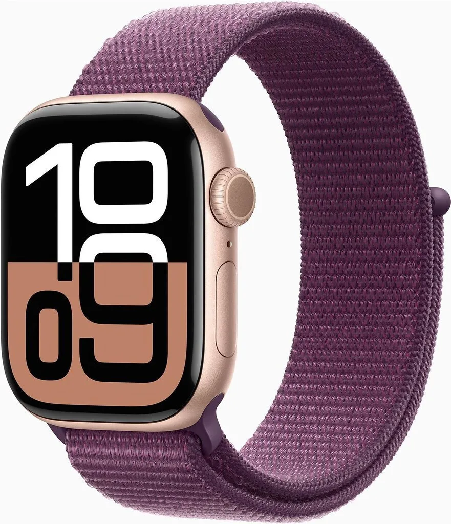 Apple Watch Series 10 Cellular Aluminium 42mm Αδιάβροχο με eSIM και Παλμογράφο (Rose Gold με Plum Sport Loop) - Image 1