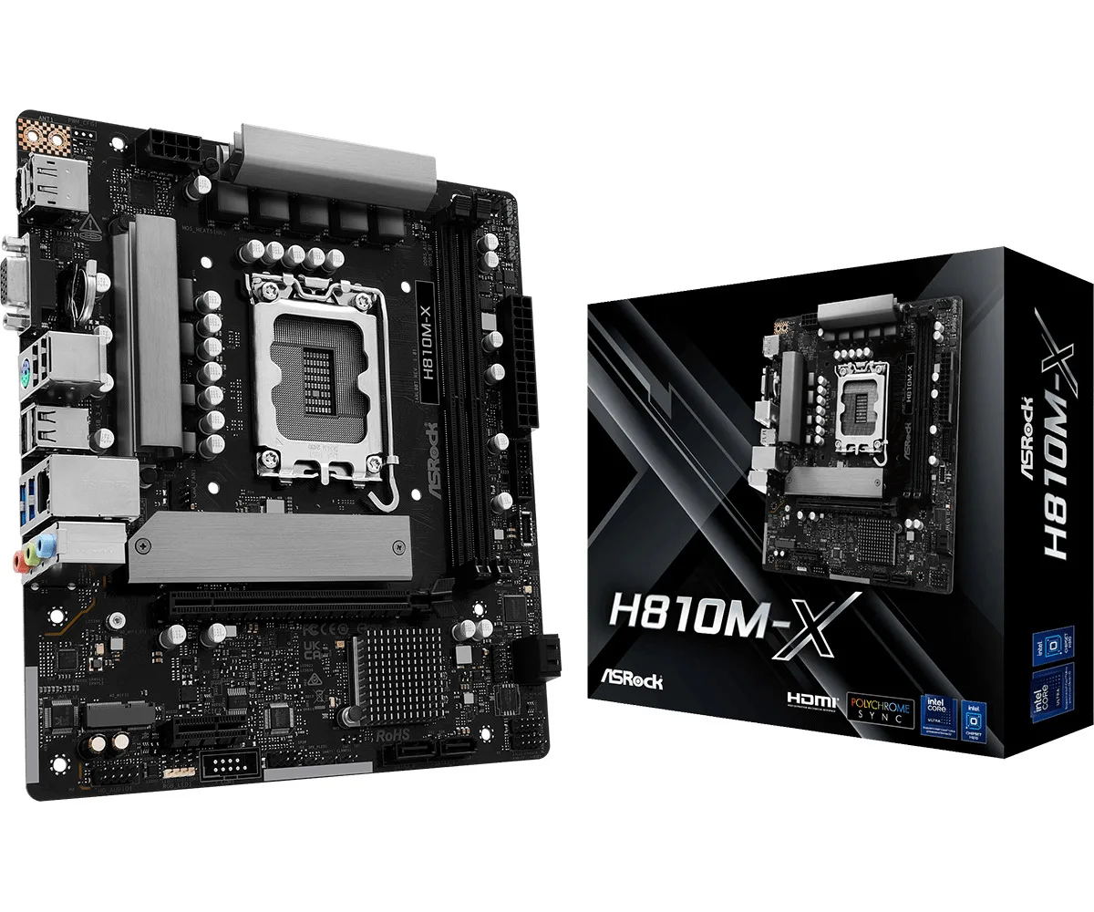 ASRock H810M-X Motherboard Micro ATX με Intel 1851 Socket 90-MXBS4-A0UAYZ - Image 1