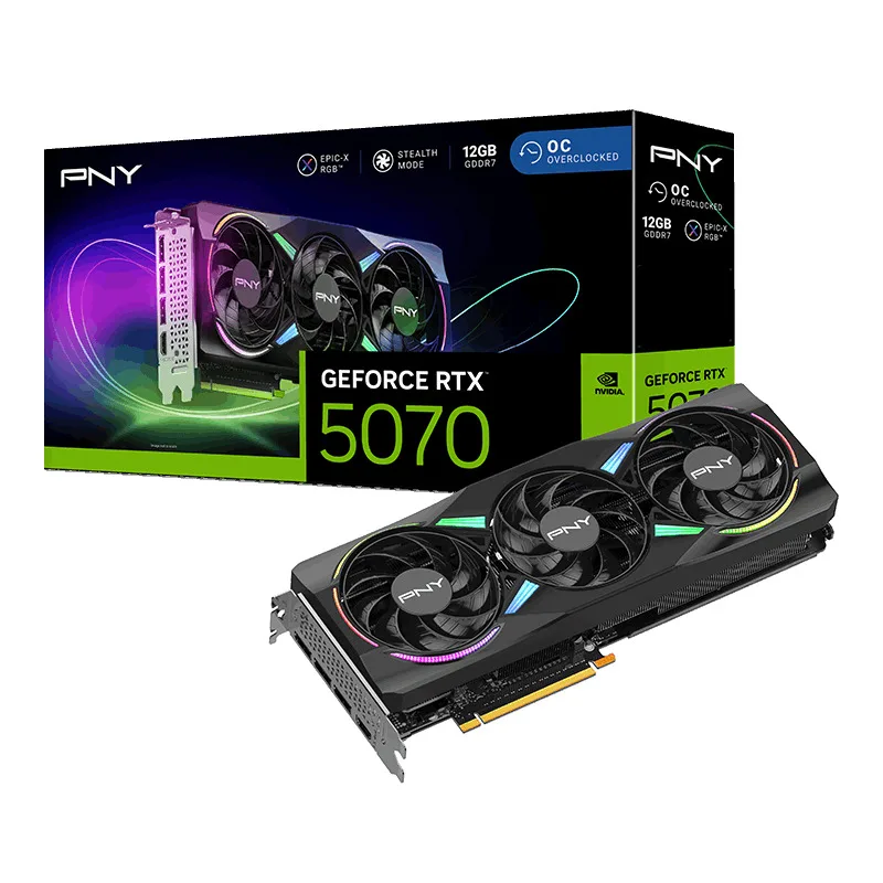 PNY GeForce RTX 5070 12GB GDDR7 ARGB EPIC-X RGB OC Triple Fan Κάρτα Γραφικών VCG507012TFXXPB1-O - Image 1