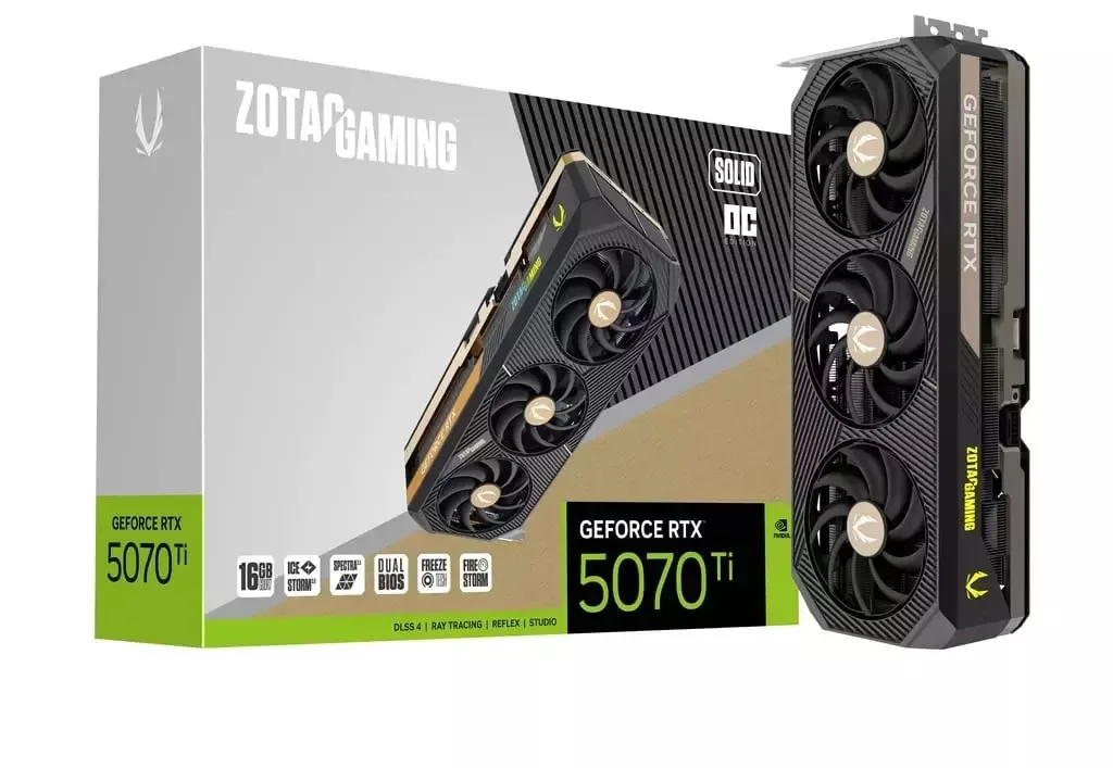 Zotac GeForce RTX 5070 Ti 16GB GDDR7 Solid OC Κάρτα Γραφικών ZT-B50710J-10P - Image 1