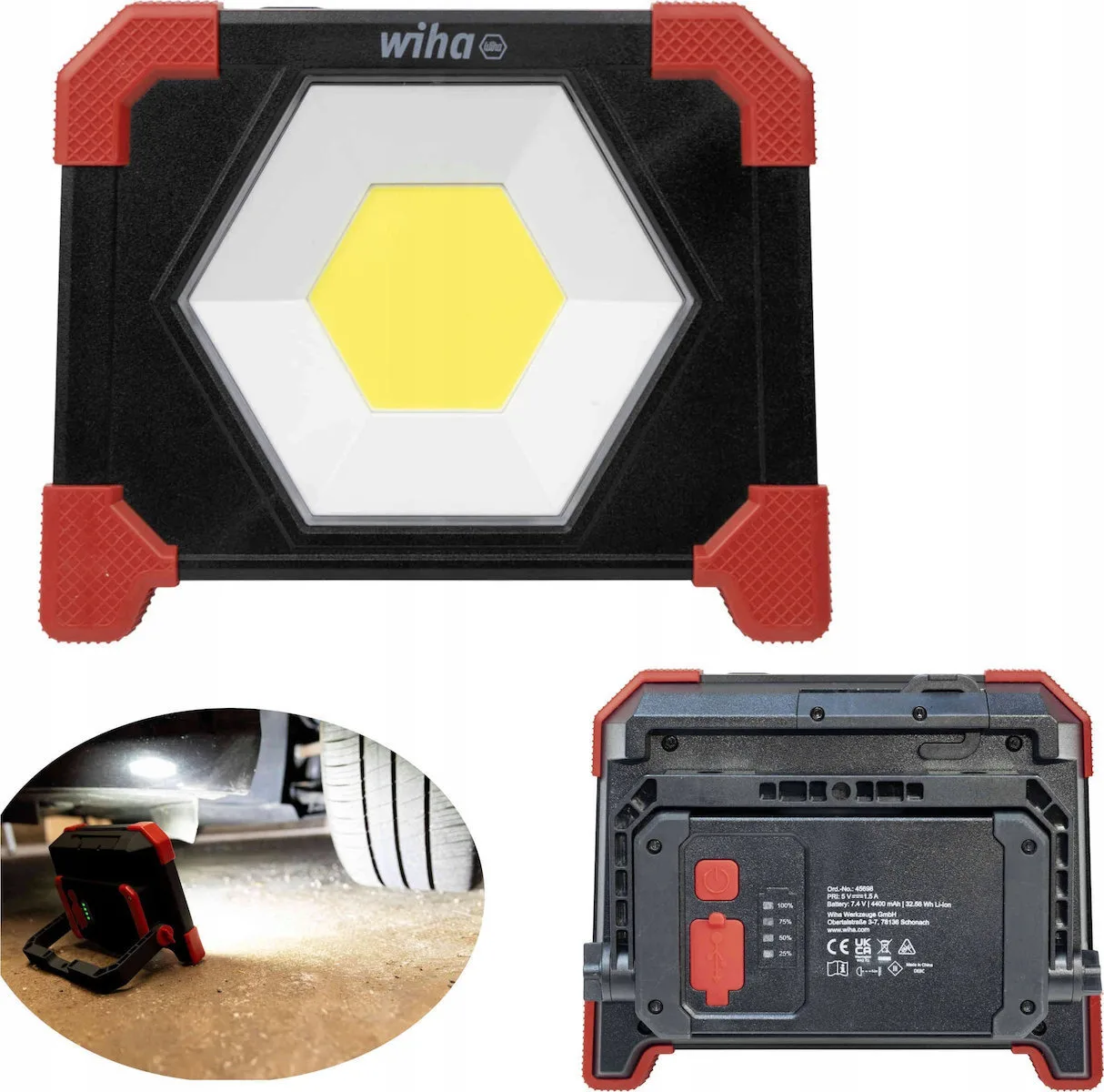 Wiha Προβολέας Εργασίας Επαναφορτιζόμενος LED IP54 με Φωτεινότητα έως 3000lm 45698 - Image 1