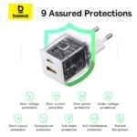 Baseus Φορτιστής Χωρίς Καλώδιο με Θύρα USB-A και Θύρα USB-C 30W Λευκός (Palm)