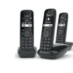 Gigaset AS490 Ασύρματο Τηλέφωνο Trio με Ελληνικό Μενού Μαύρο
