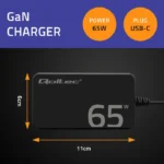 Φορτιστής 65w Gan Super Fast Slim Pd 5-20v 3.25a Usb-c 3.1 Laptop Macbook Smartphone Qoltec