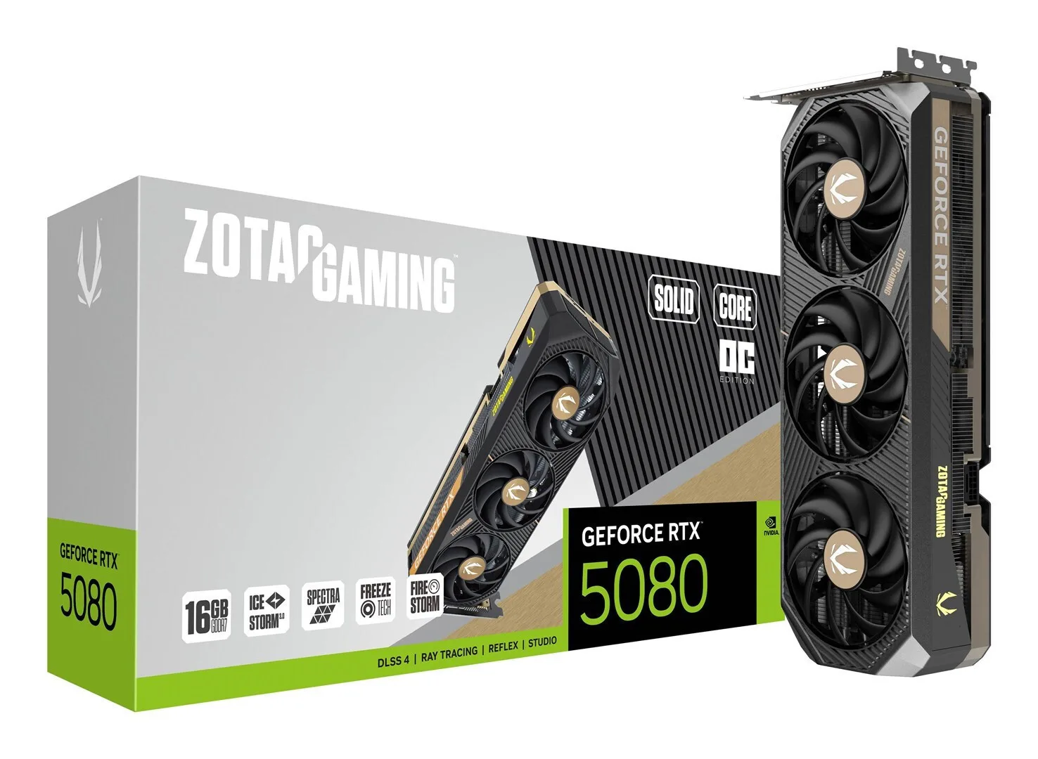 Zotac GeForce RTX 5080 16GB GDDR7 Solid Core OC Κάρτα Γραφικών ZT-B50800J2-10P - Image 1