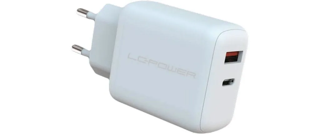 LC-Power Φορτιστής Χωρίς Καλώδιο GaN με Θύρα USB-A και Θύρα USB-C 45W Λευκός - Image 1