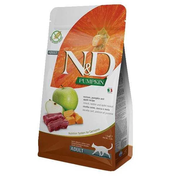 Farmina N&D Pumpkin Adult Ξηρά Τροφή χωρίς Σιτηρά για Ενήλικες Στειρωμένες Γάτες με Κολοκύθα / Μήλο / Ελάφι 5kg - Image 1