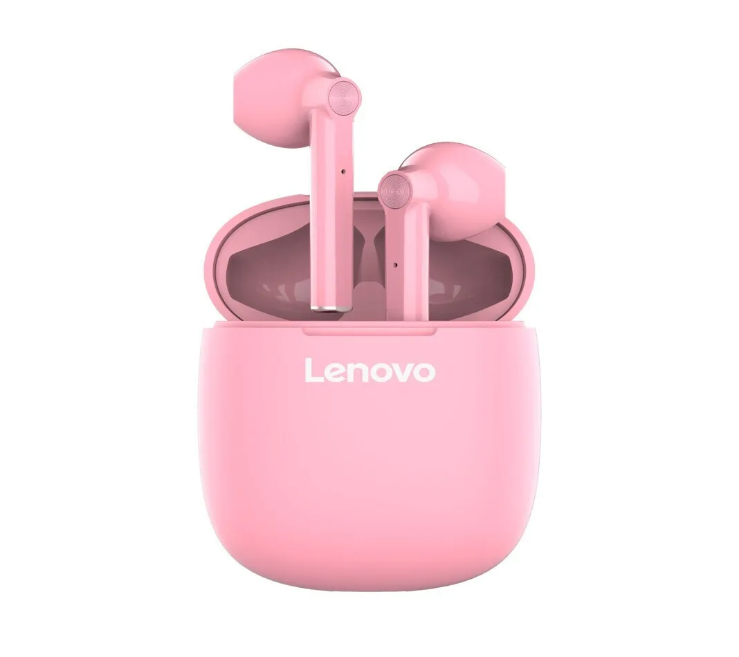 Lenovo HT30 Earbud Bluetooth Handsfree Ακουστικά με Θήκη Φόρτισης Ροζ - Image 1