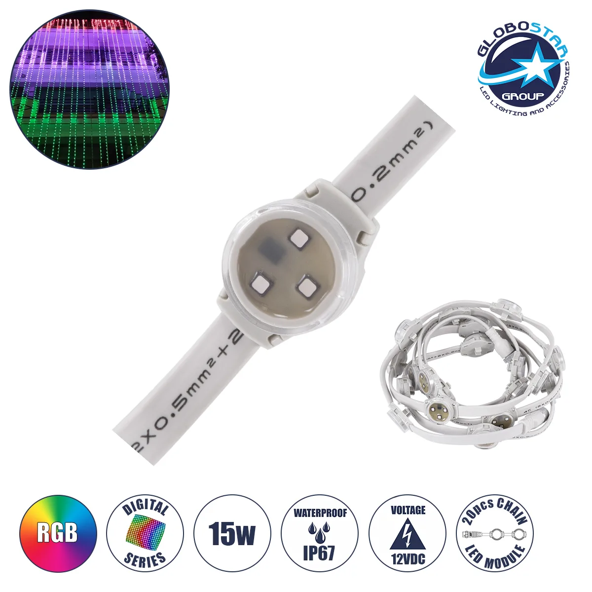 20250424132835_globostar_90140_digital_pixel_addressable_facade_module_chain_string_20_spots_psifiaki_alysida_girlanta_20_spot_led_smd_3535_15w_20led_20pixel_spi_ttl Globostar 90140 Digital Pixel Addressable Facade Module Chain String 20 Spots Ψηφιακή Αλυσίδα Γιρλάντα 20 Σποτ Led Smd 3535 15w 20led 20pixel Spi Ttl Protocol Ic Ucs512b 900lm 120° Dc 12v Ip67 Rgb Λευκό Σώμα Μ232 X Π2.5 X Υ1.5cm 90140 - Image 1