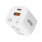 Unitek Φορτιστής Χωρίς Καλώδιο με Θύρα USB-A και Θύρα USB-C 33W Power Delivery / Quick Charge 3.0 Λευκός (P1125AWH01-EU)