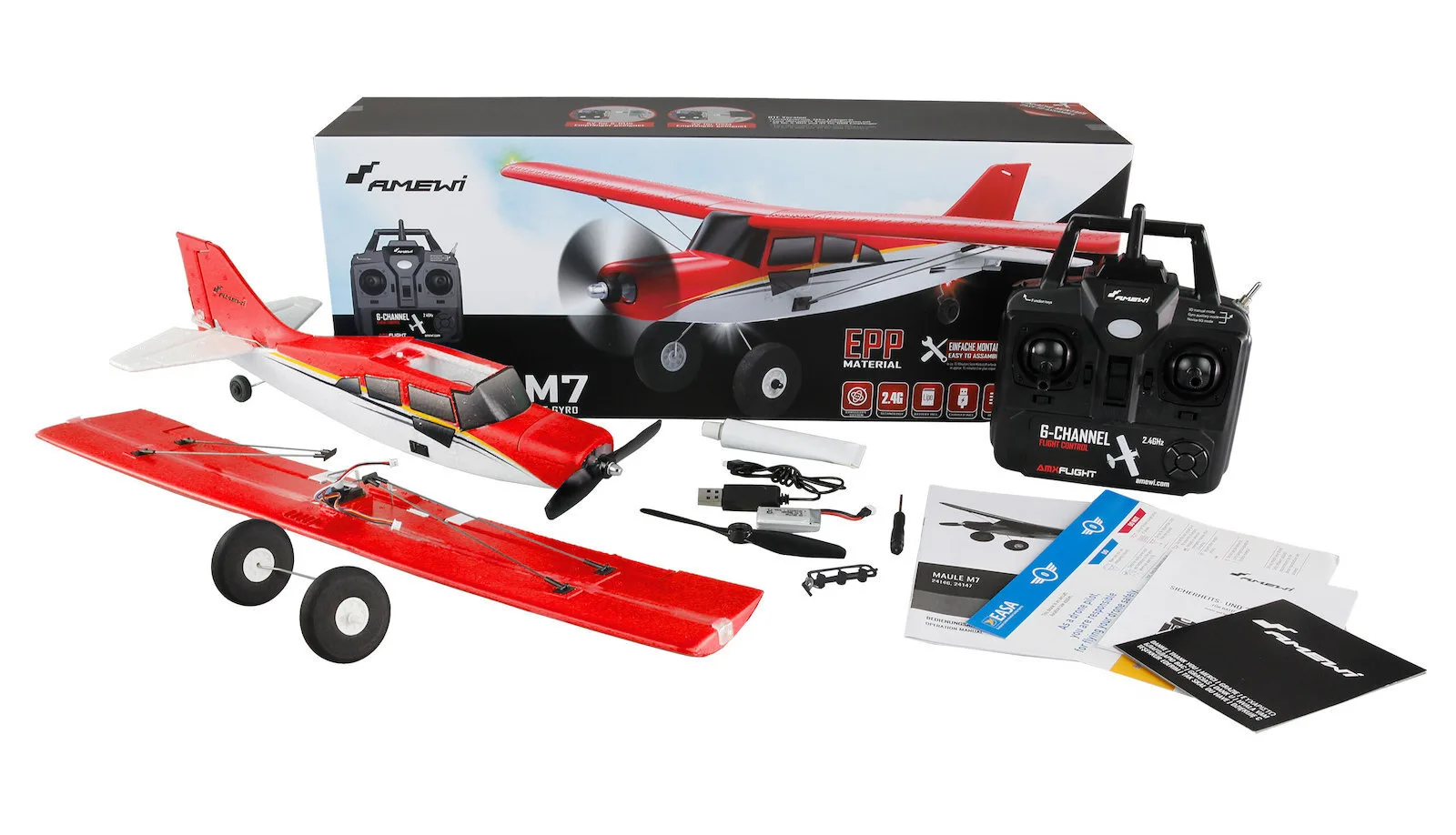 20250430161013_amewi_maule_m7_tilekateythynomeno_aeroplano_kokkino Amewi Maule M7 Τηλεκατευθυνόμενο Αεροπλάνο Κόκκινο - Image 1