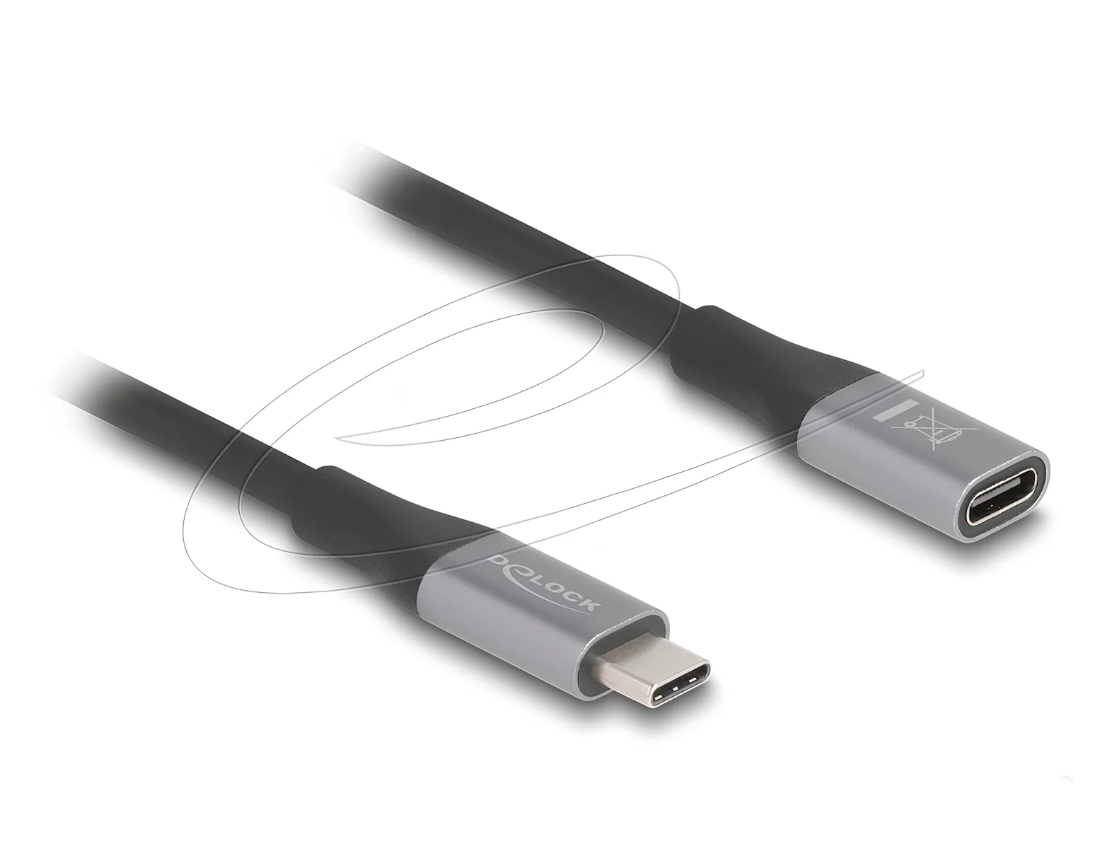 DeLock USB 2.0 Cable USB-C male - USB-C female 240W Μαύρο 2m 81202 - Image 1
