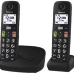 Panasonic KX-TGU112EXB Ασύρματο Τηλέφωνο Duo με Ελληνικό Μενού Μαύρο