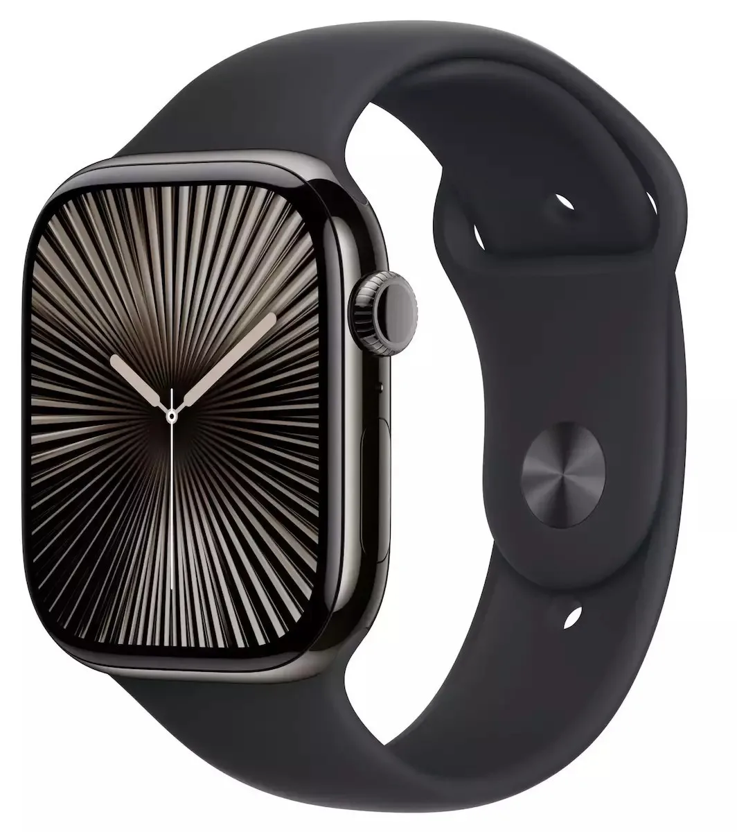Apple Watch Series 10 Cellular Titanium 46mm Αδιάβροχο με eSIM και Παλμογράφο (Slate - Black Sport Band - M/L) - Image 1