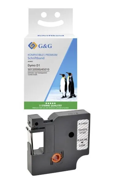 G&G Ταινία Ετικετογράφου 1m x 12mm RL-D-45010P-BK/CL-12MM7M - Image 1