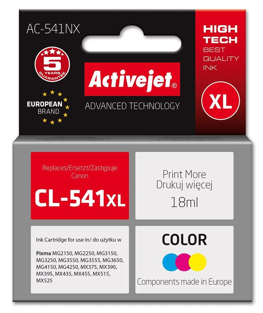 Active Jet Συμβατό Μελάνι Εκτυπωτή InkJet Canon CL-541XL 18ml Κίτρινο 1τμχ - Image 1