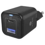Icy Box Φορτιστής Χωρίς Καλώδιο GaN με Θύρα USB-A και Θύρα USB-C 20W Power Delivery Μαύρος (IB-PS1020-PD)