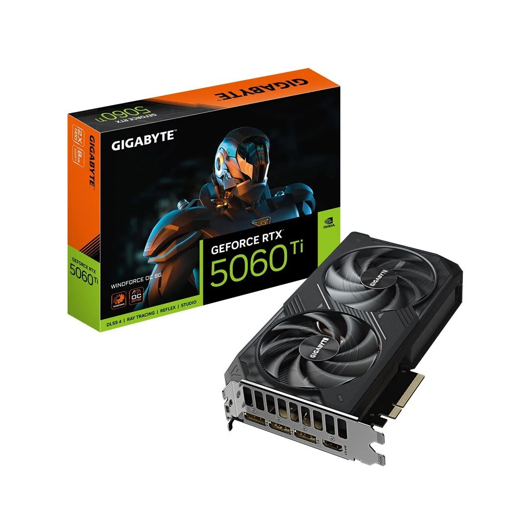 Gigabyte GeForce RTX 5060 Ti 8GB GDDR7 Windforce OC Κάρτα Γραφικών GV-N506TWF2OC-8GD - Image 1