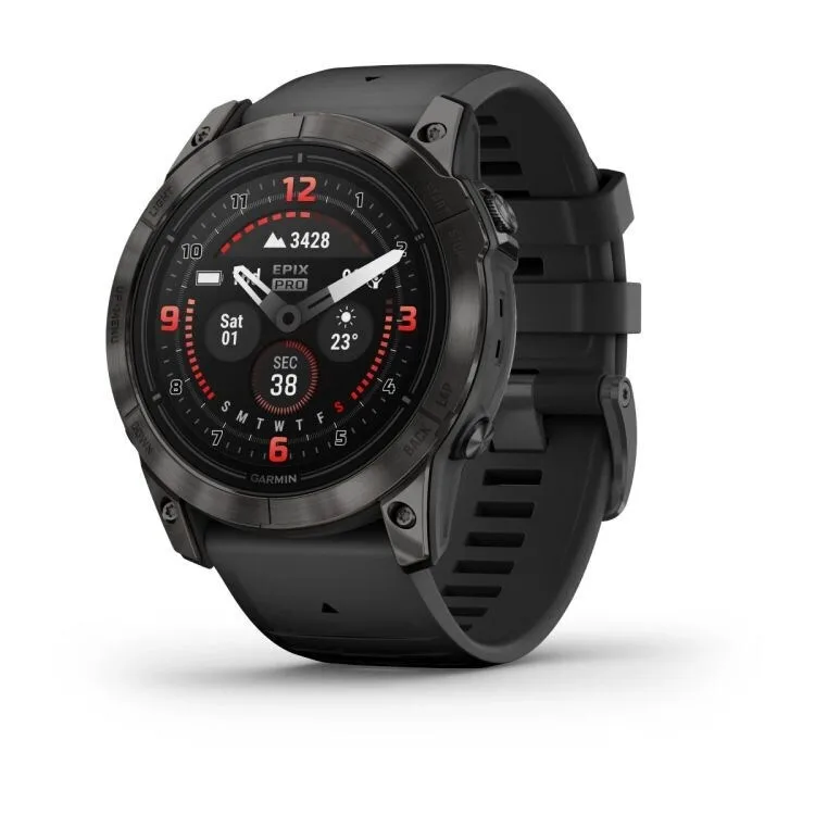 Garmin Fenix E Stainless Steel 47mm Αδιάβροχο Smartwatch με Παλμογράφο (Slate Grey Steel with Black Silicone Band) - Image 1