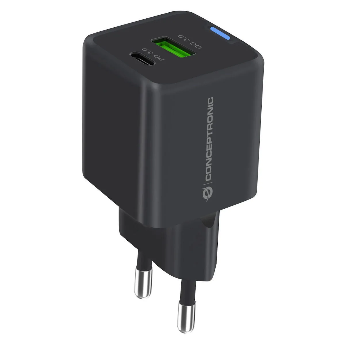Conceptronic Φορτιστής Χωρίς Καλώδιο με Θύρα USB-A και Θύρα USB-C 20W Power Delivery / Quick Charge 3.0 / Quick Charge 2.0 Μαύρος (ALTHEA15B) - Image 1